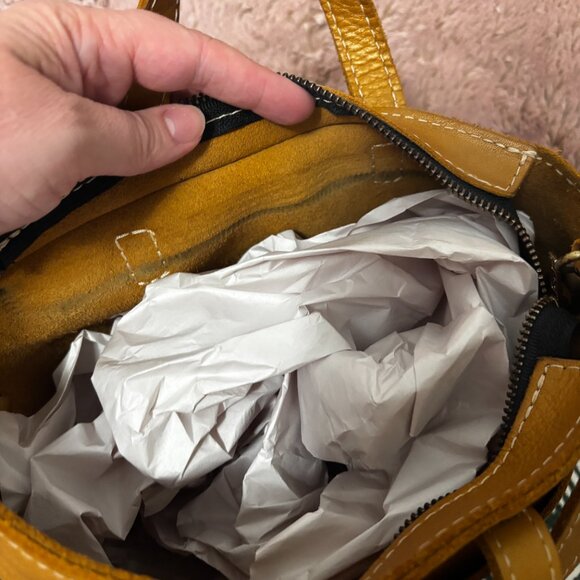 Portland Leather Goods PLG UNICORN Honeycomb gold Zippered Mini Crossbody Tote - Picture 14 of 15